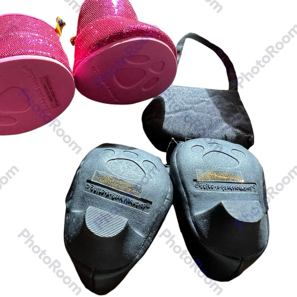 Build -a-Bear Pair of  Boots, Black High Heels with matching Purse